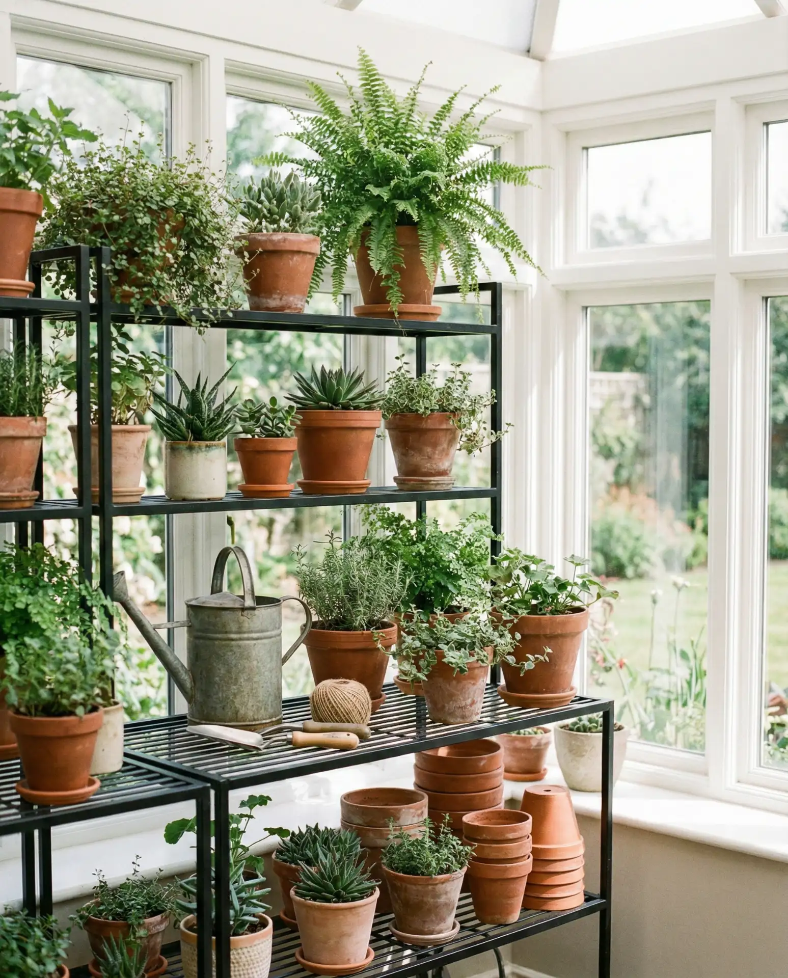 Sunroom with Indoor Garden Shelving 1