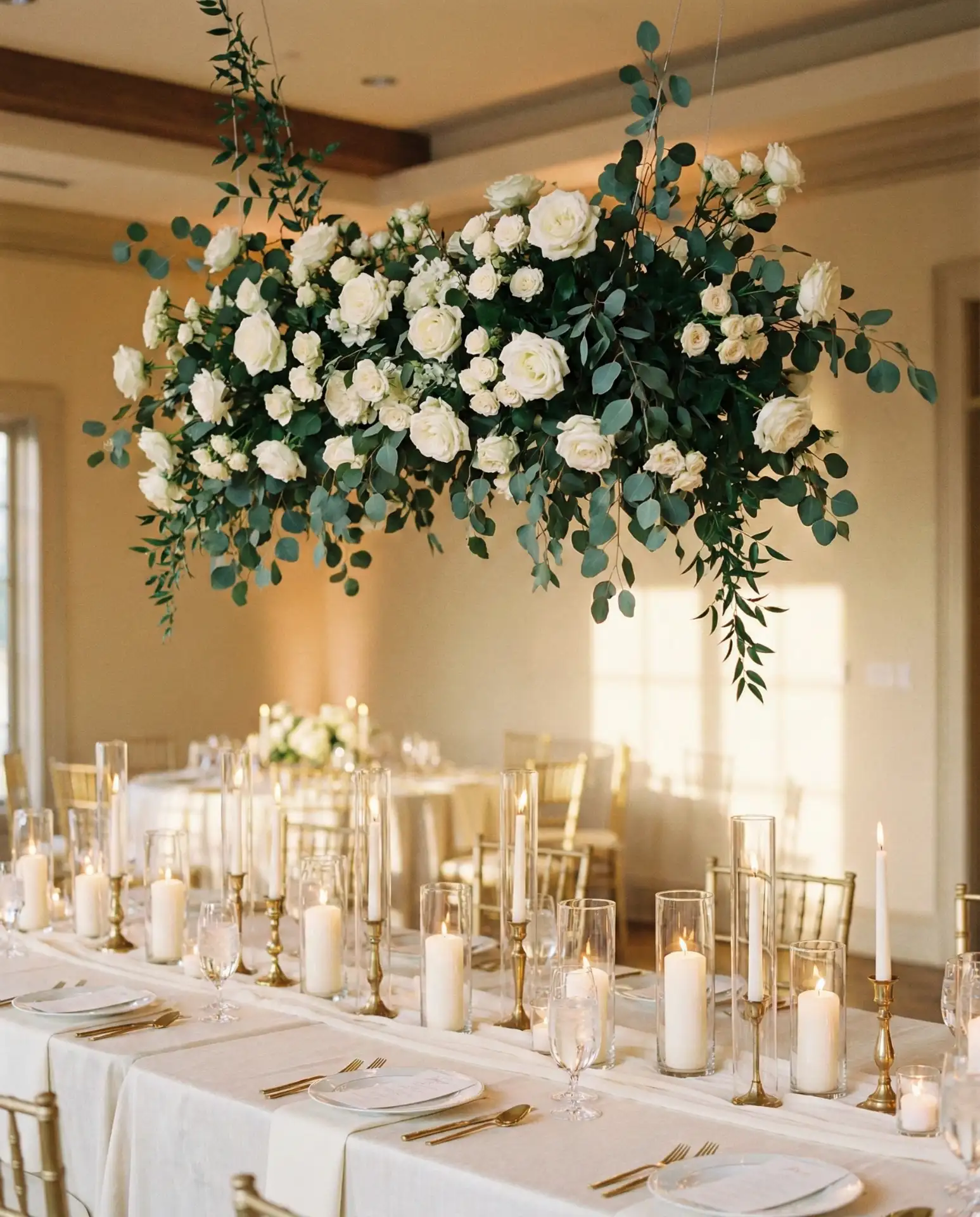Suspended Floral Installations Over Reception Tables 2