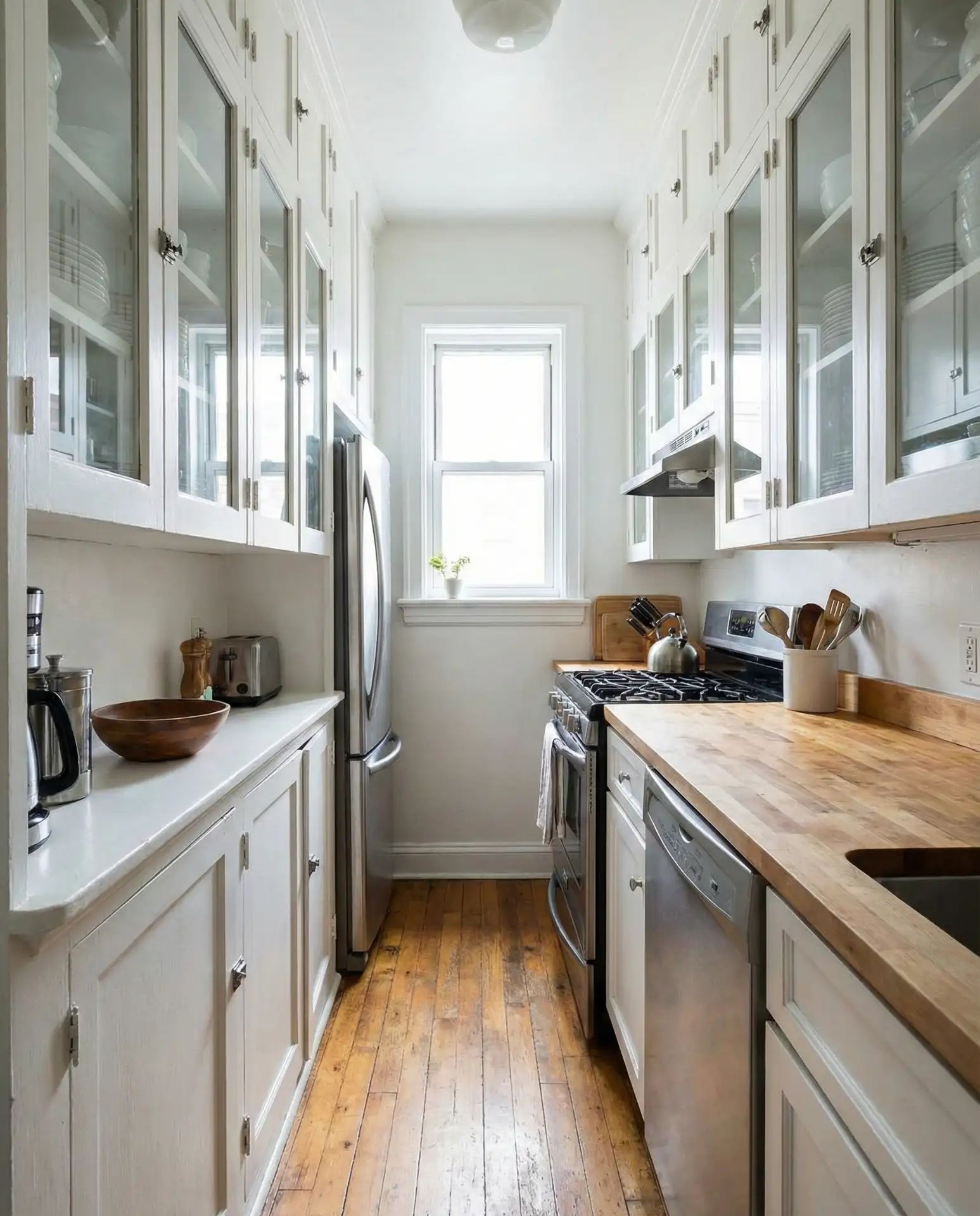 Tiny Galley with Floor-to-Ceiling Cabinetry 1