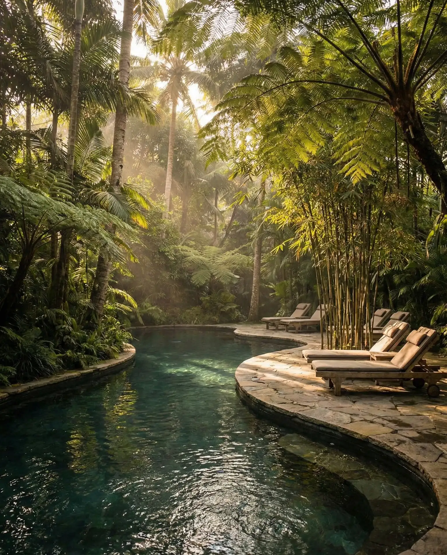 Tropical Poolside Lounge with Lush-Greenery 2