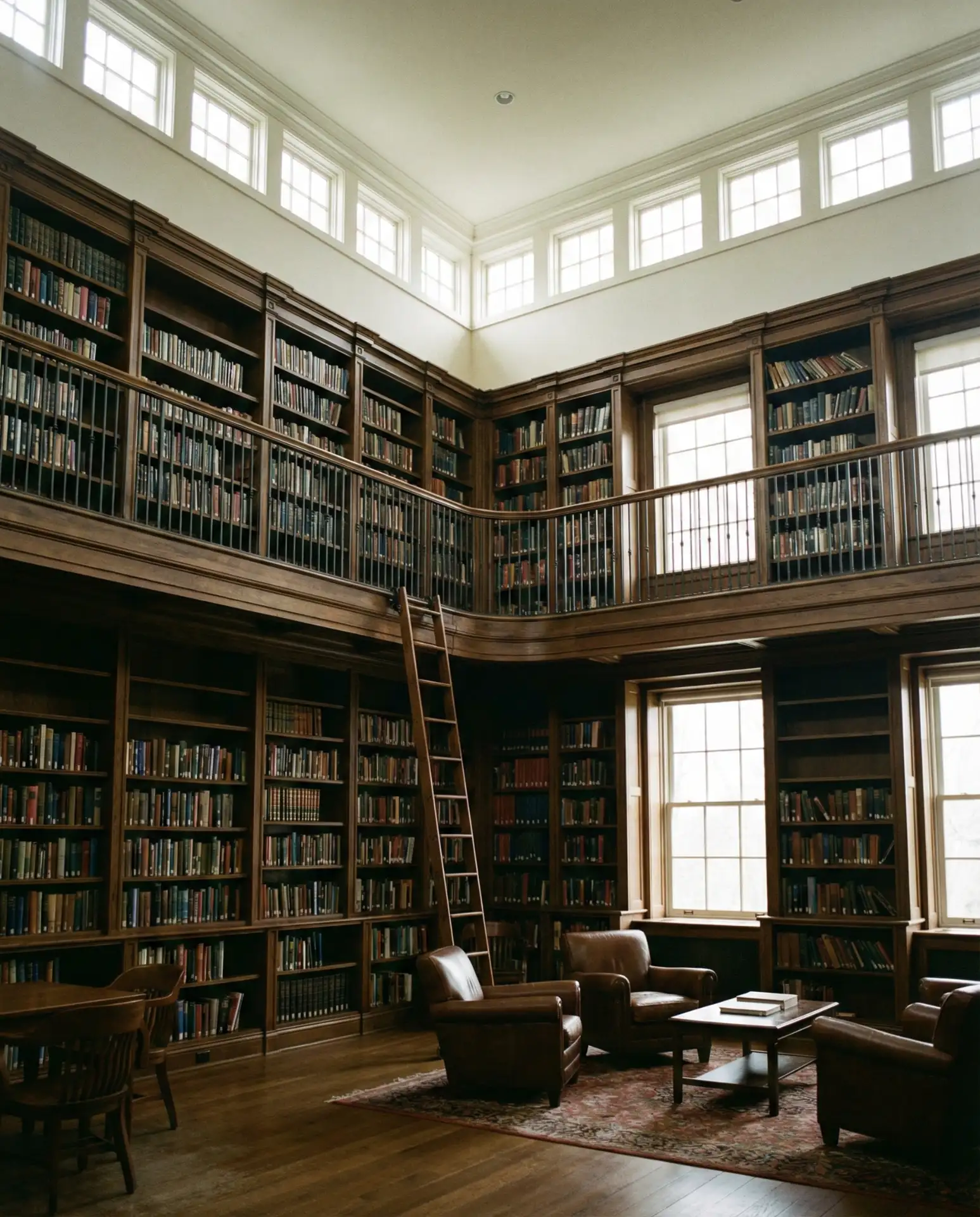 Two-Story Library with Balcony Access 2
