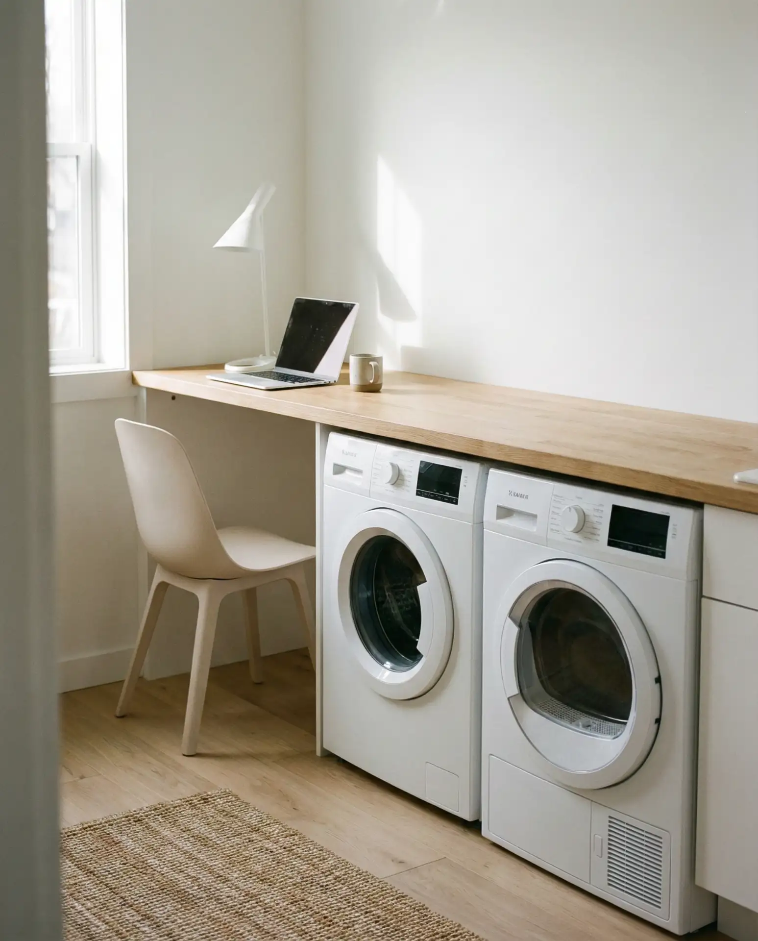 Under-Counter Washer Dryer with Desk Above 1