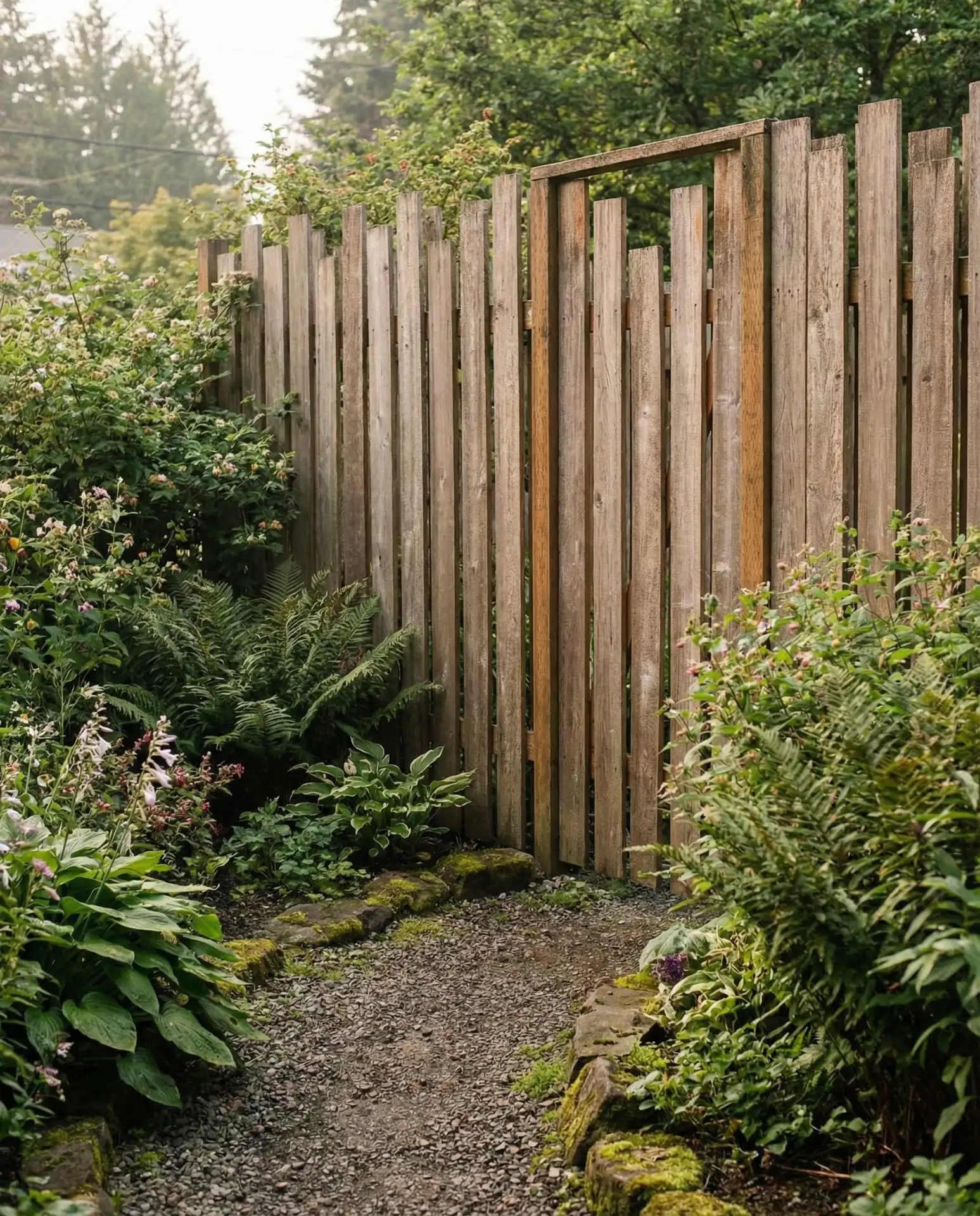 Vertical Cedar Privacy Screen with Staggered Heights 1