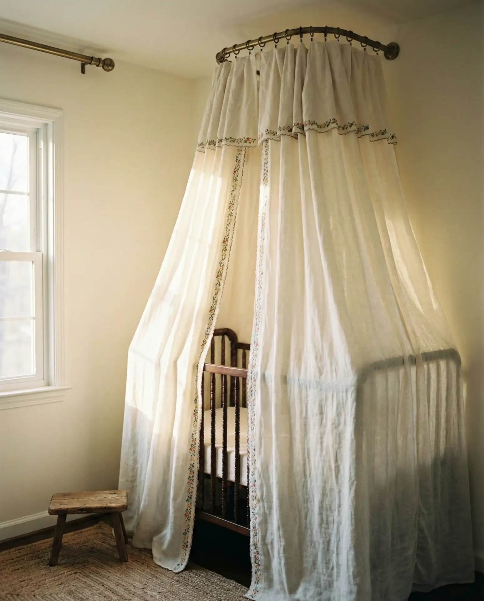 Vintage Linen Canopy with Embroidered Details 2