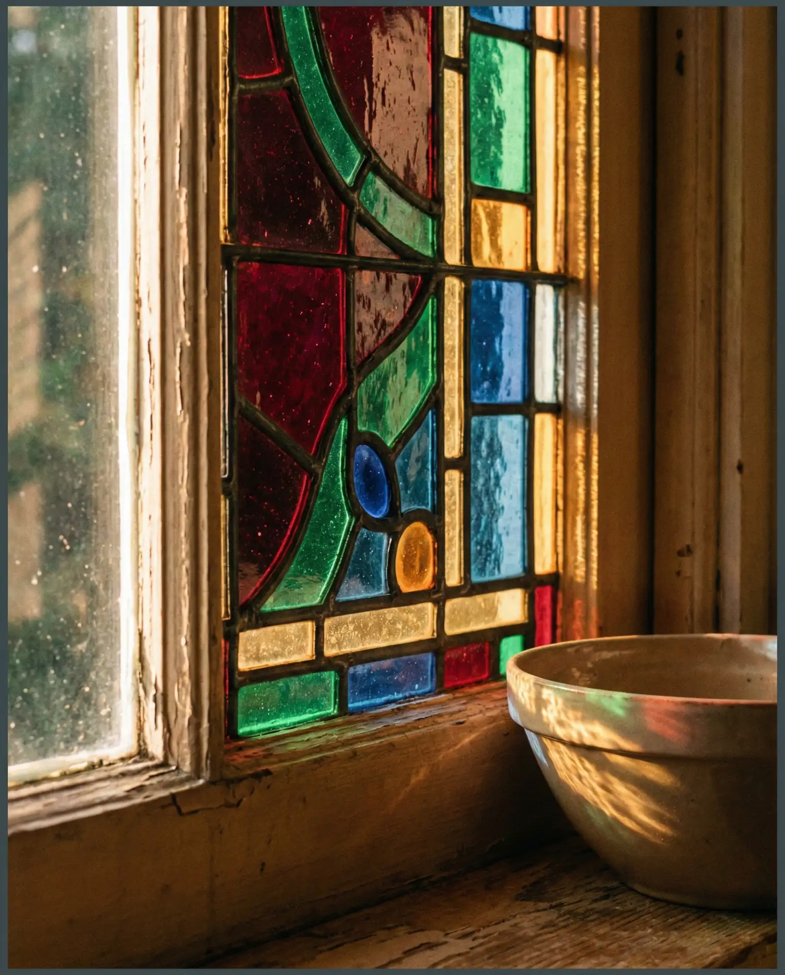 Vintage Stained Glass Panel Inset 1