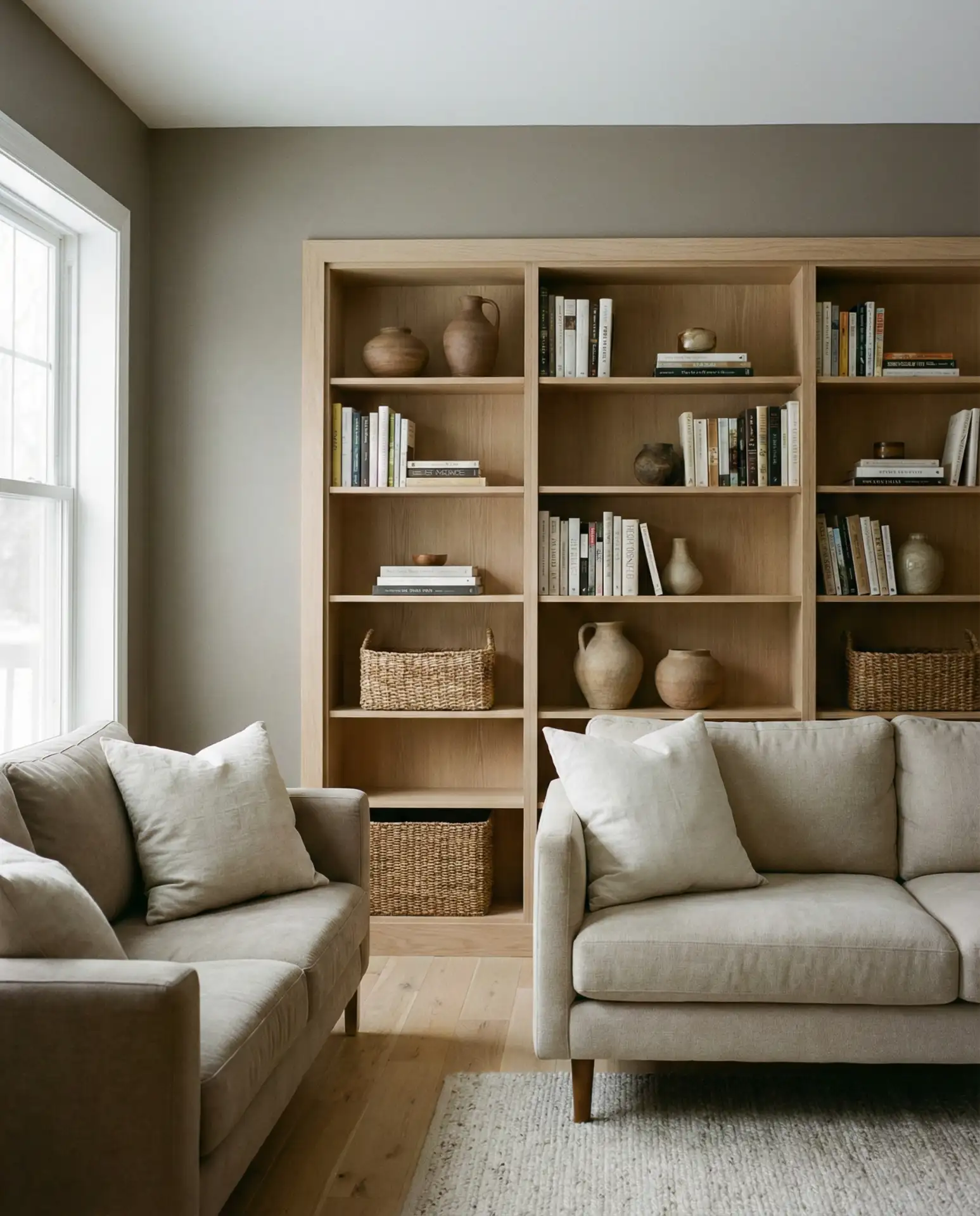 Warm Gray with White Oak Built-Ins 2