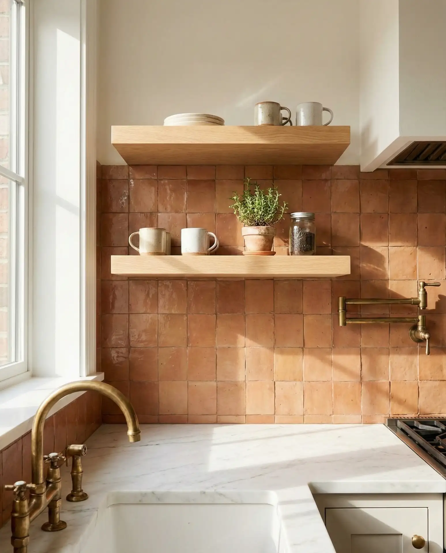 Warm Terracotta Tile Backsplash 1