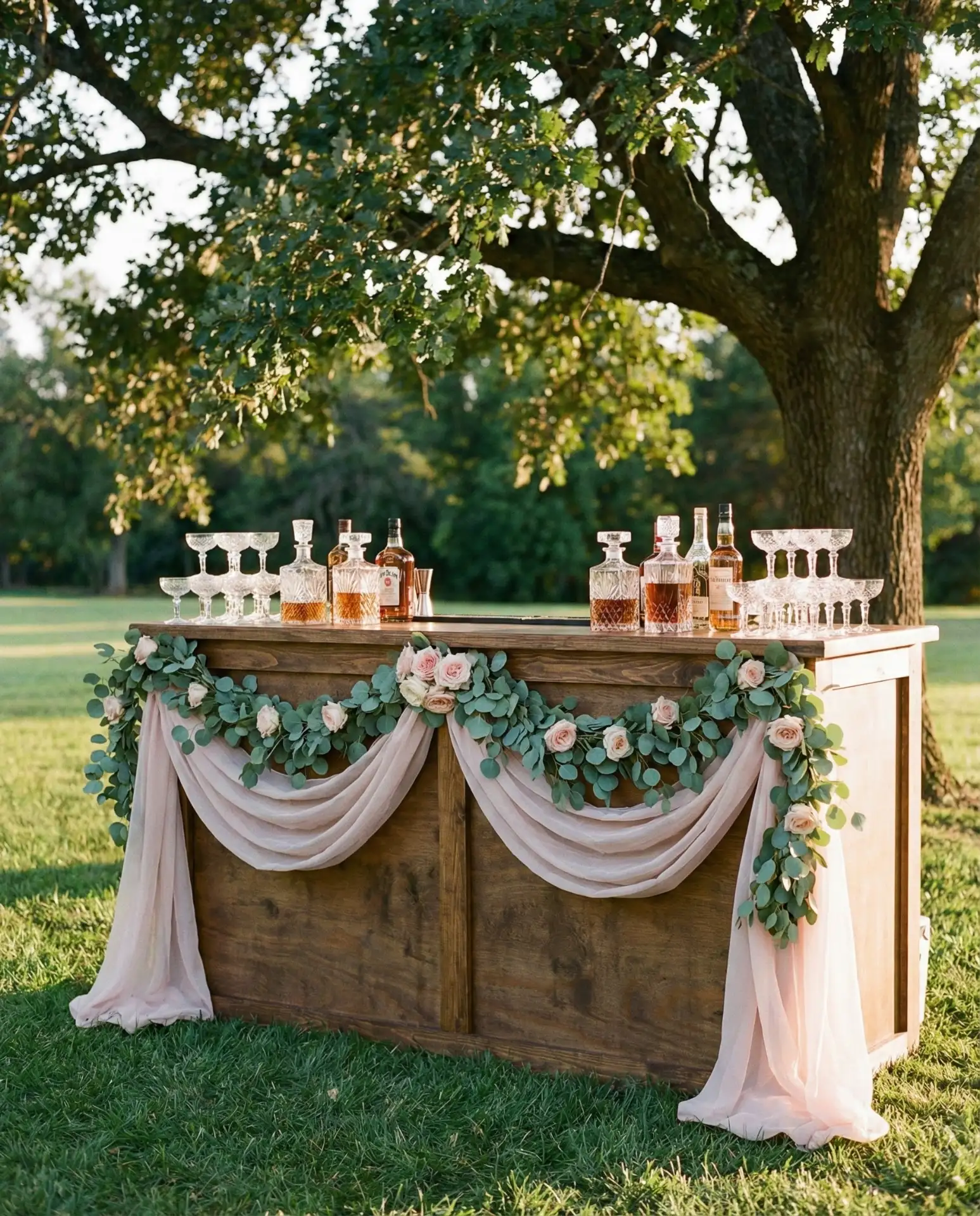 Wedding Reception Drink Station with Elegant Draping 2