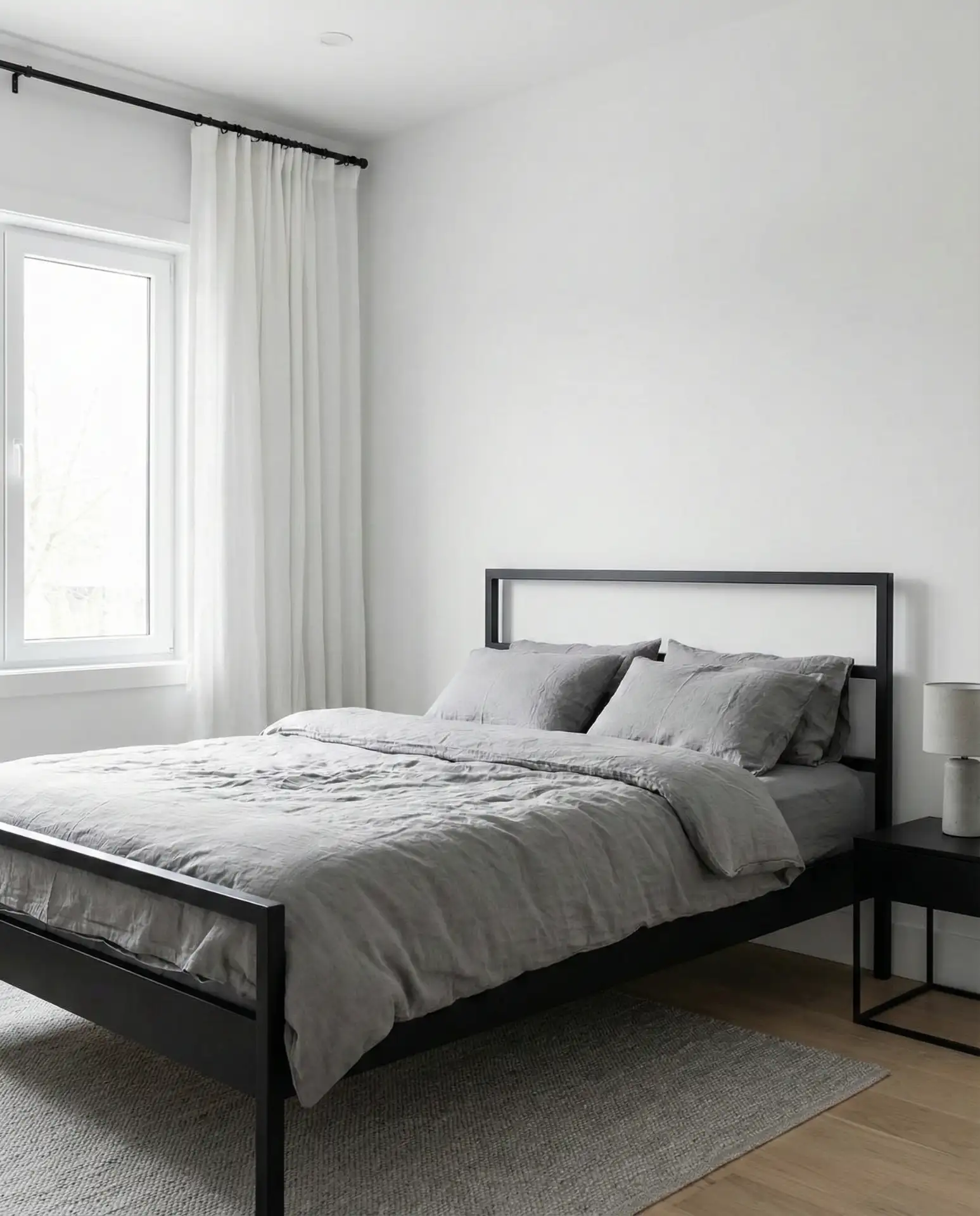 White Bedroom with Grey and Black Accents 1