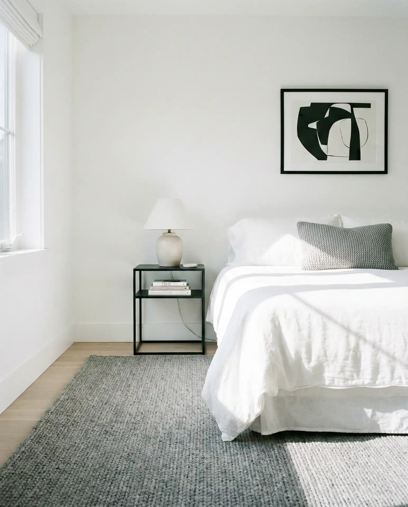 White Bedroom with Grey and Black Accents 2