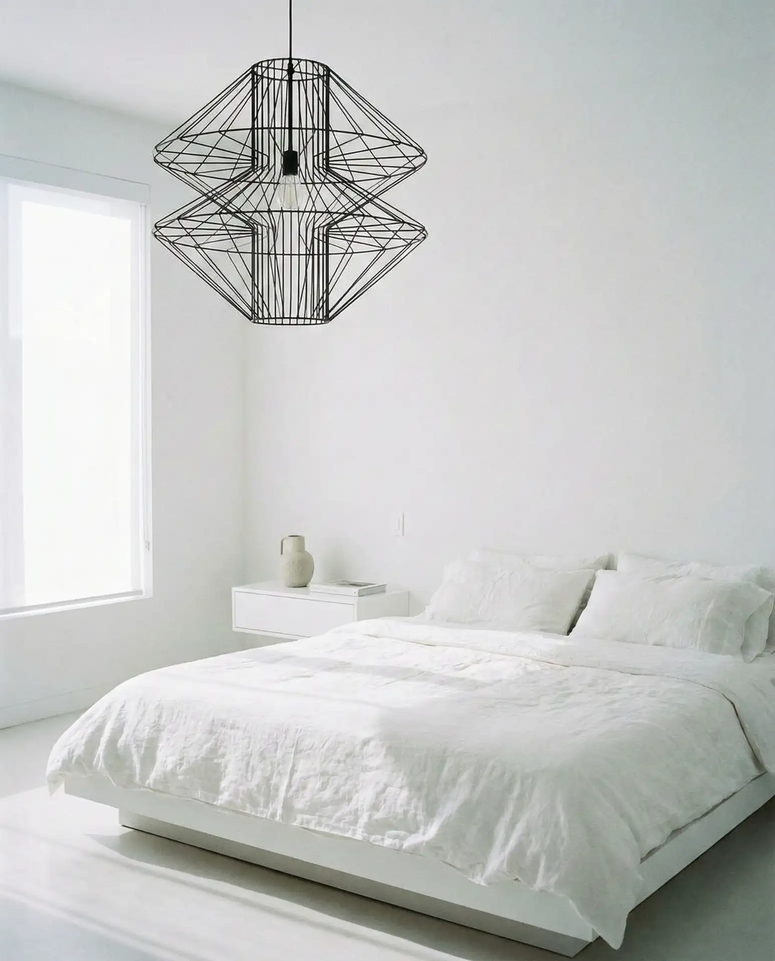 White Bedroom with Natural Fiber Decor 2