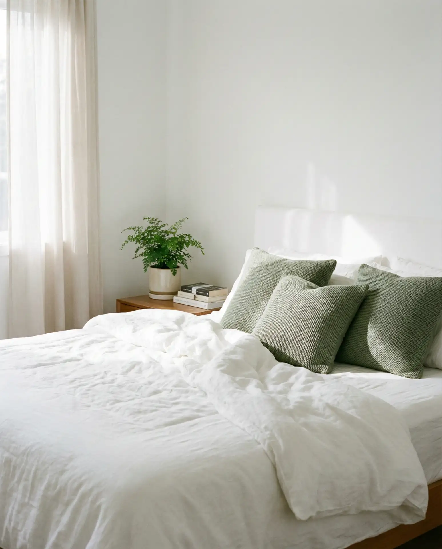 White Bedroom with Sage Green Touches 1
