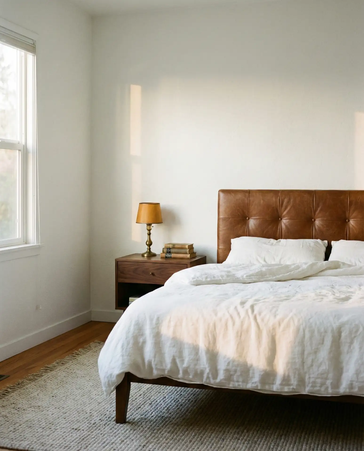 White with Brown Wood and Leather 1