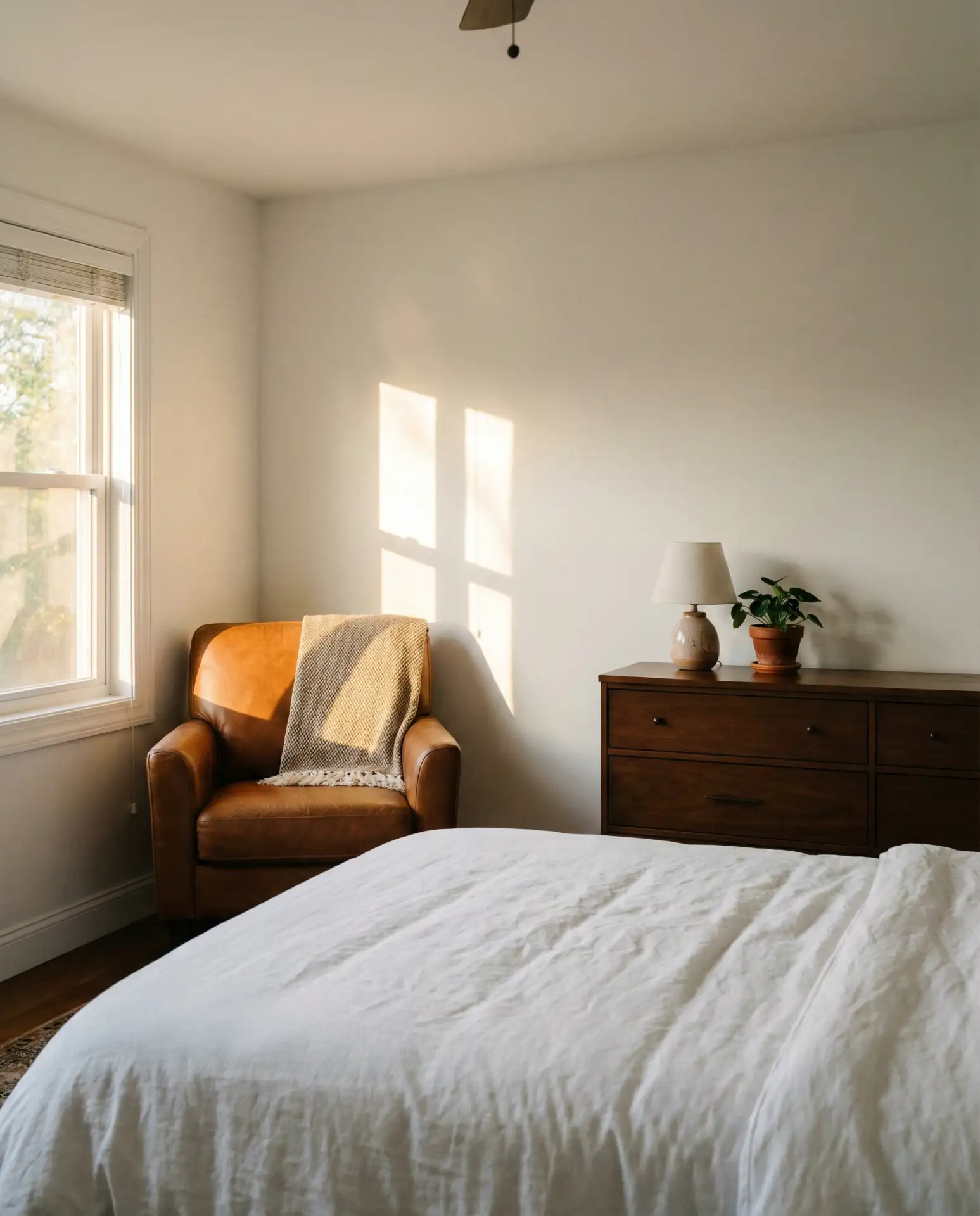 White with Brown Wood and Leather 2