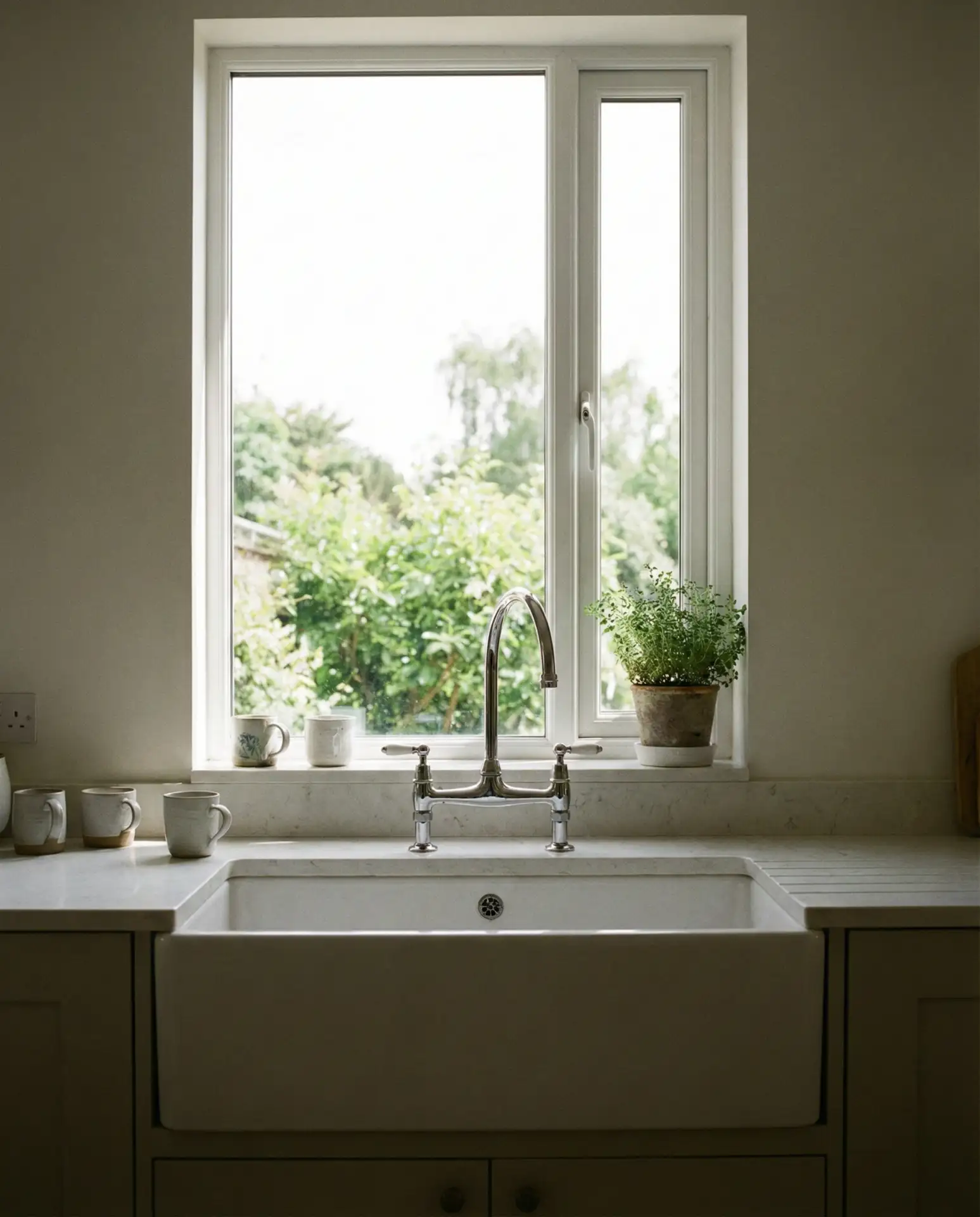Wide Apron Sink with Open Window Above 2