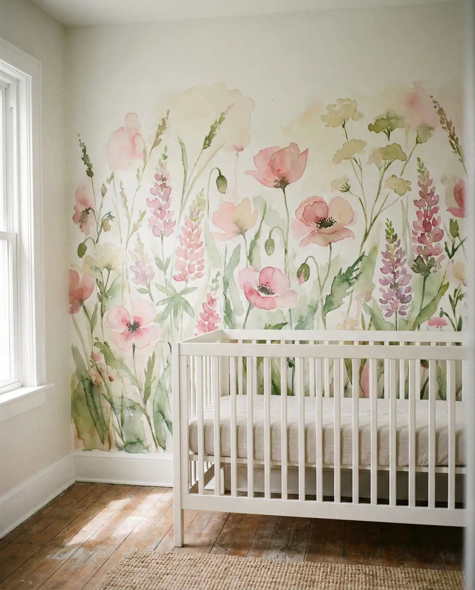 Wildflower Meadow Mural in Watercolor Style 2