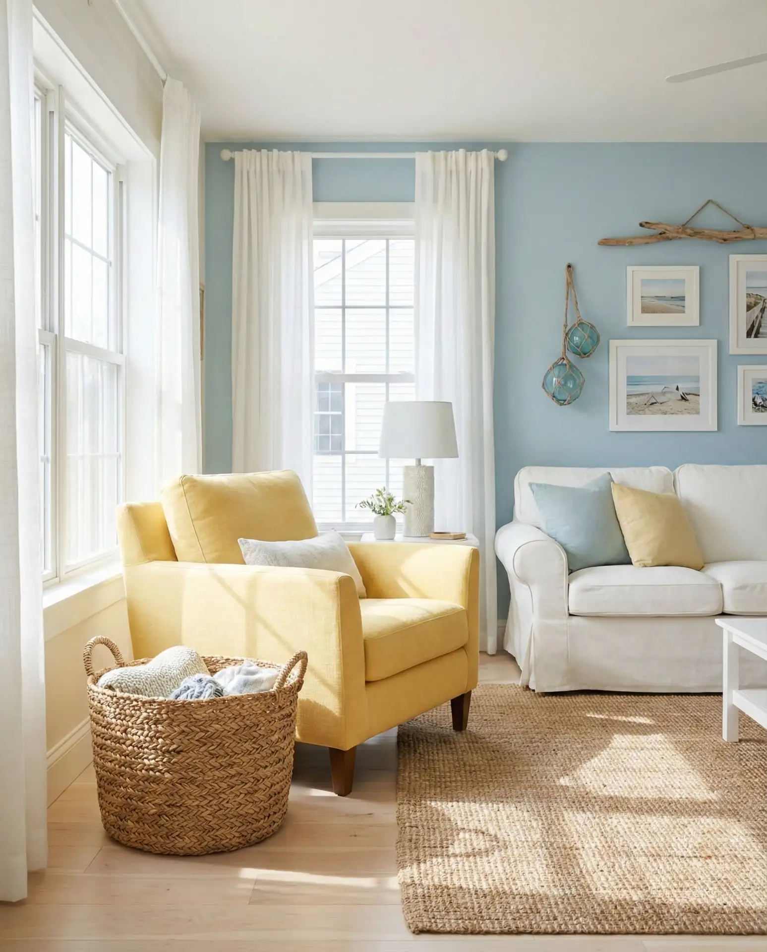 Yellow and Blue Coastal Living Room 1