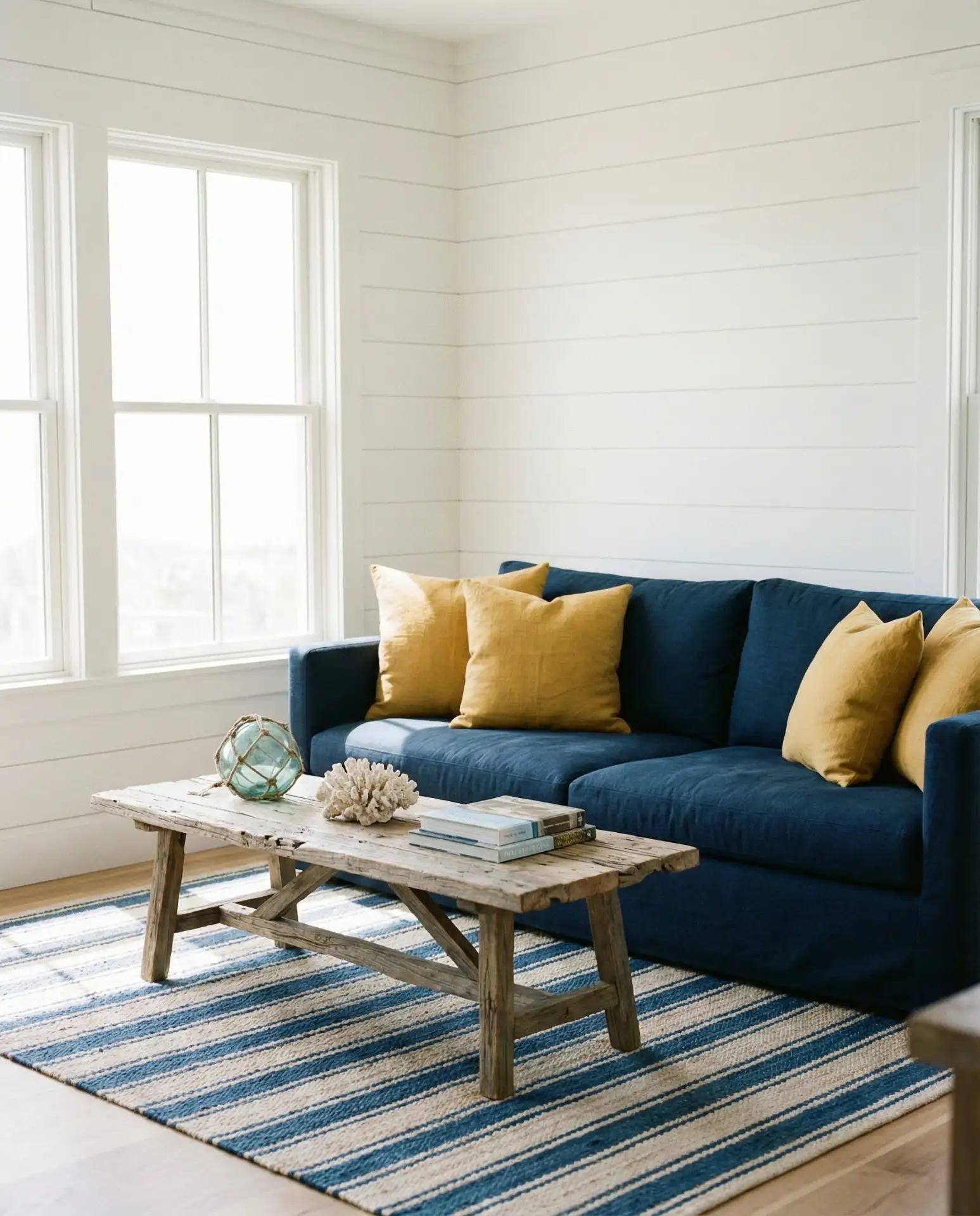 Yellow and Blue Coastal Living Room 2