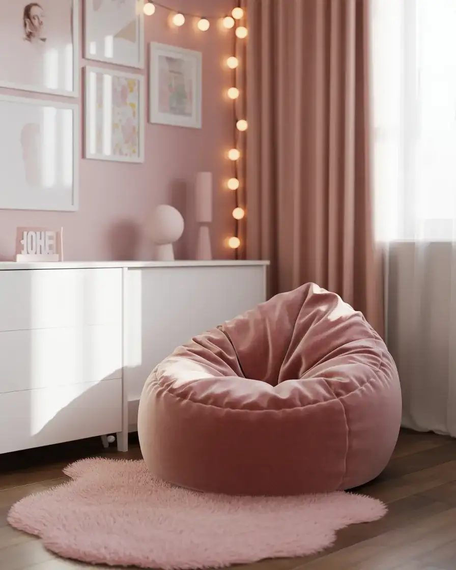 Aesthetic Pink Bean Bag for a Teen Bedroom 2