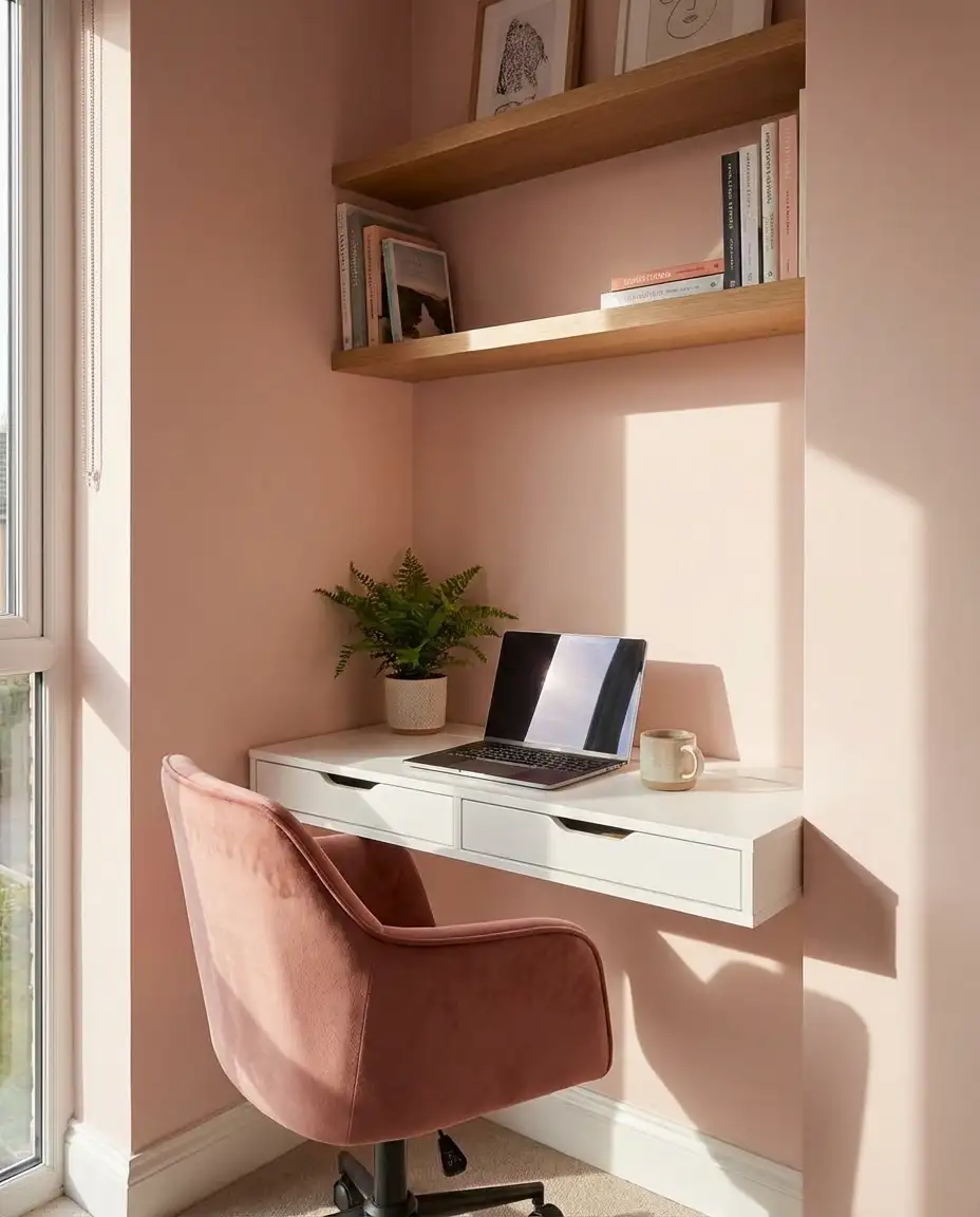 Aesthetic Pink Home Office Nook 2