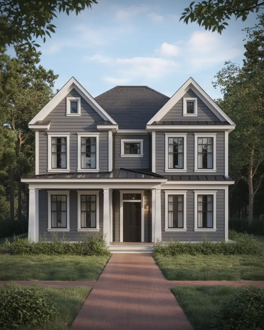 Anthracite Gray with White Trim and Black Roof 2