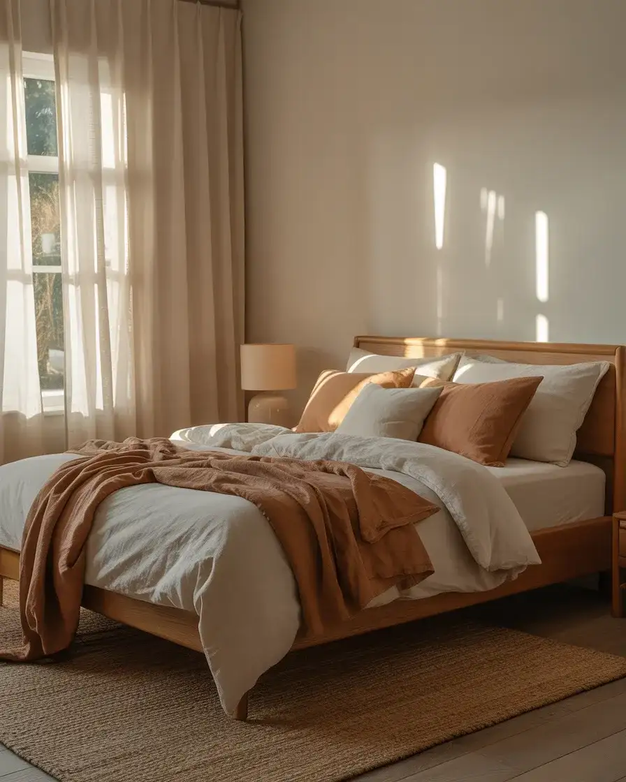 Beige and Brown Tranquil Bedroom 1