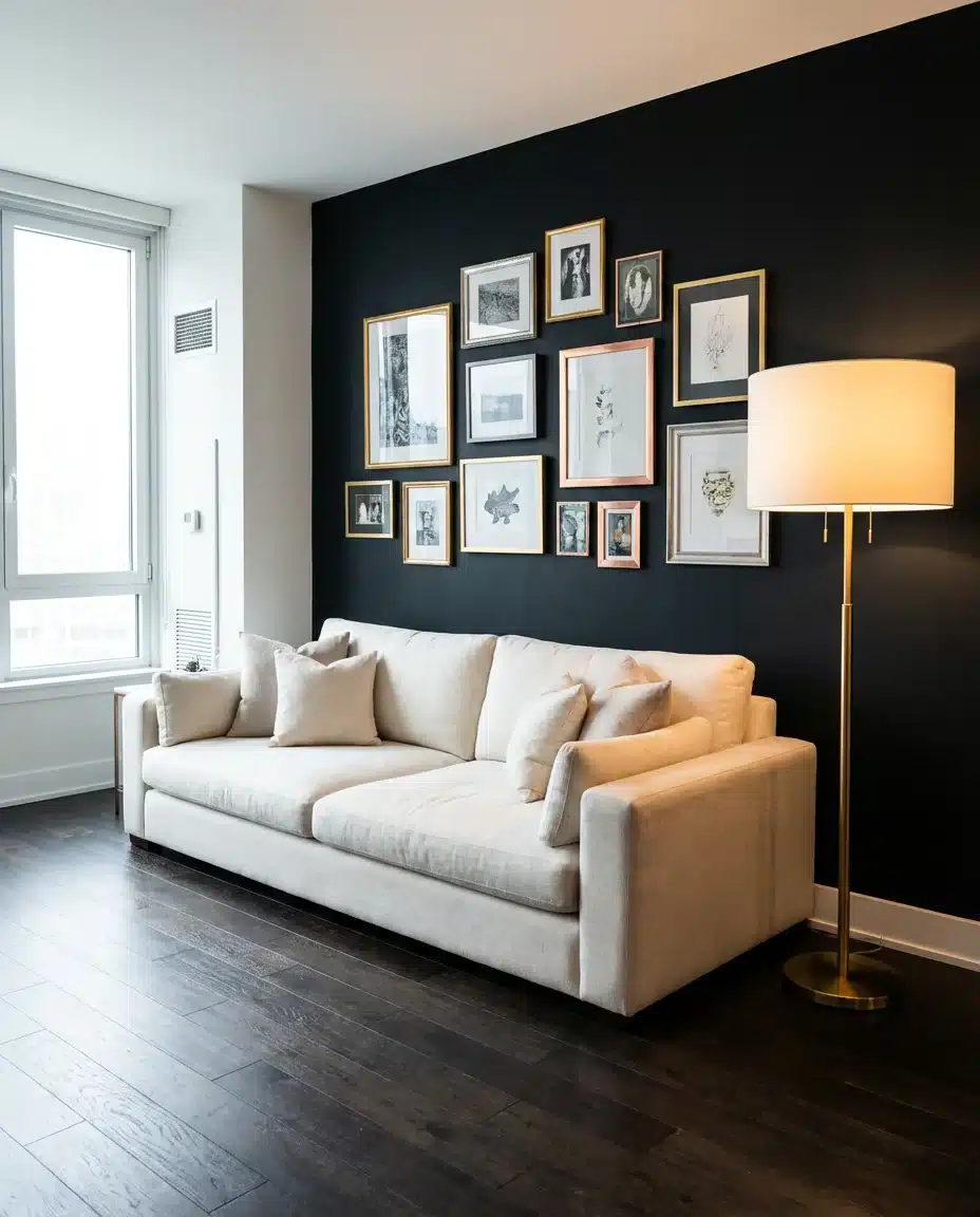 Black Accent Wall With Gallery Art 1