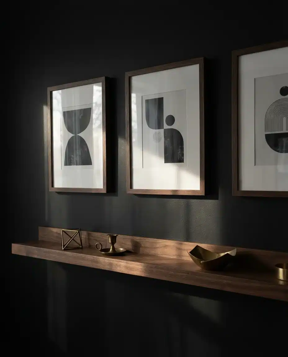 Black Accent Wall With Gallery Art 2