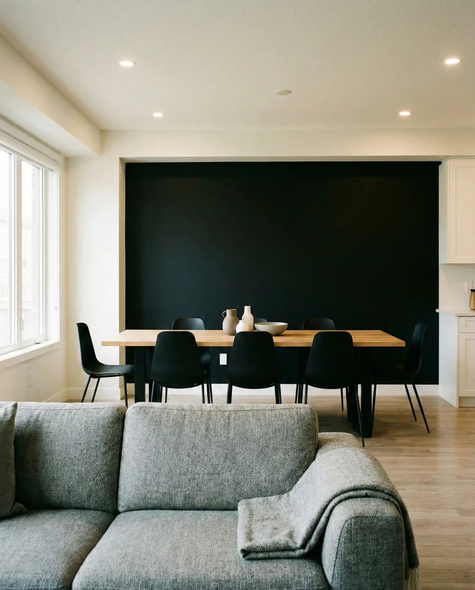 Black Accent Wall in Open Dining Room and Living Room 1