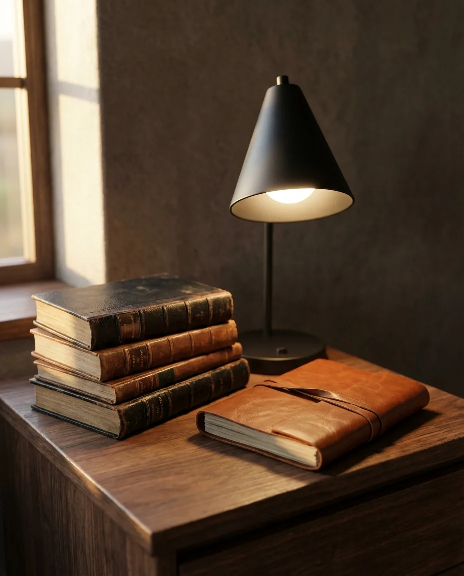 Black Bedroom with Brown and Leather Warmth 2