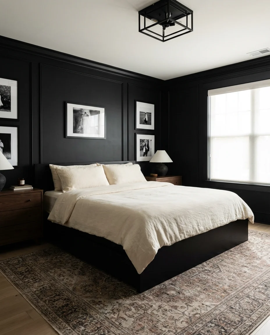 Black Bedroom with Full Furniture and Decor Set 1