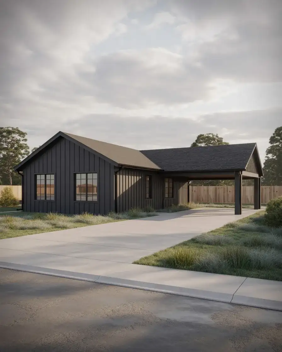 Black Modern Board and Batten on Ranch Homes 1