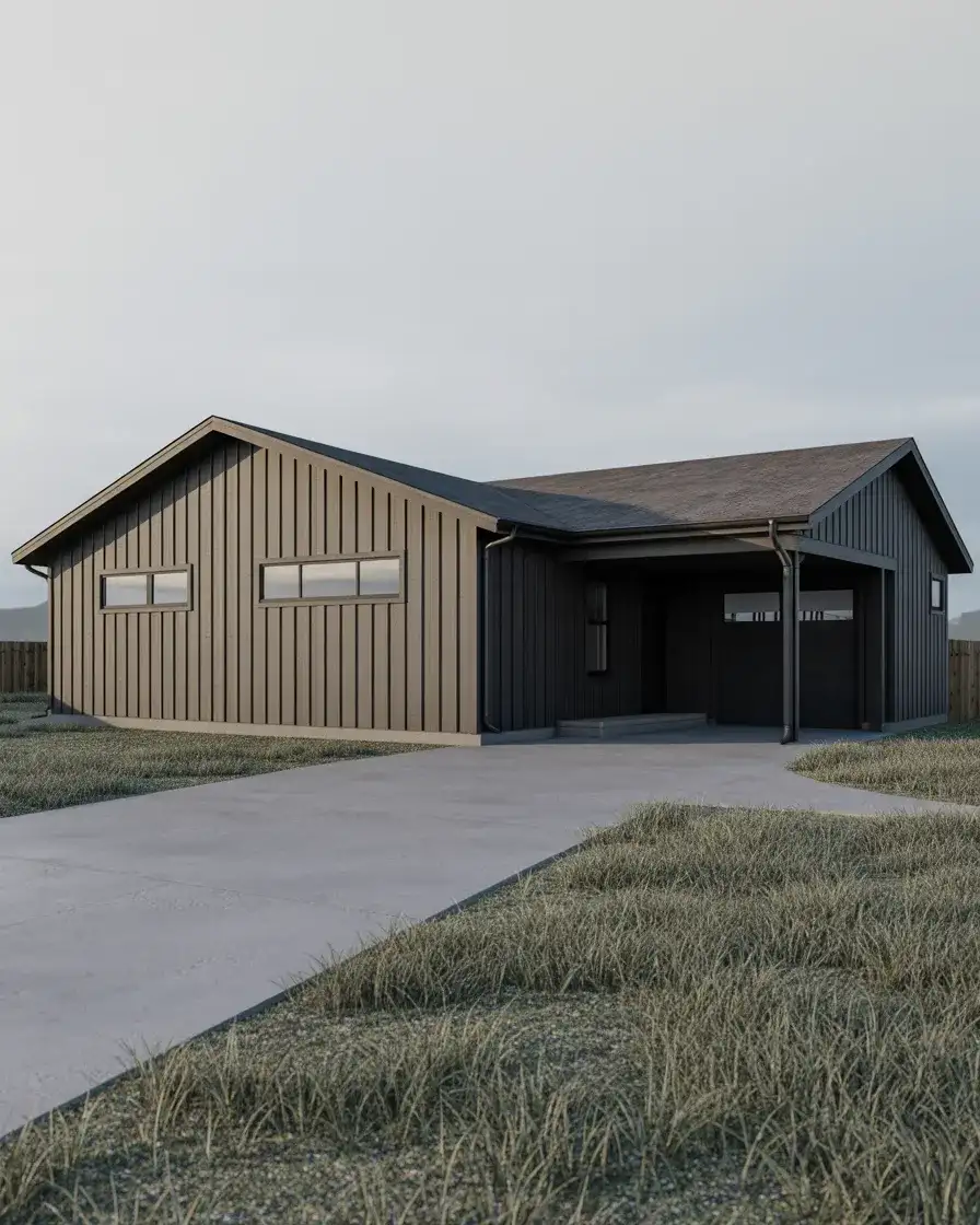 Black Modern Board and Batten on Ranch Homes 2