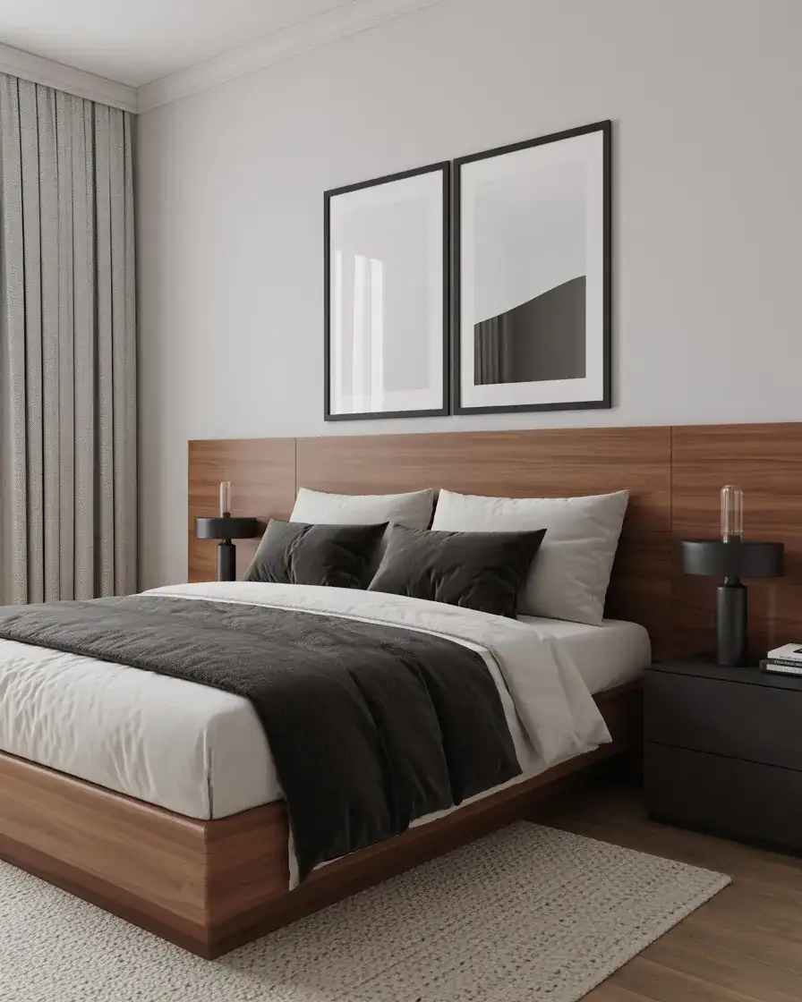 Black, White, and Brown Graphic Bedroom 1