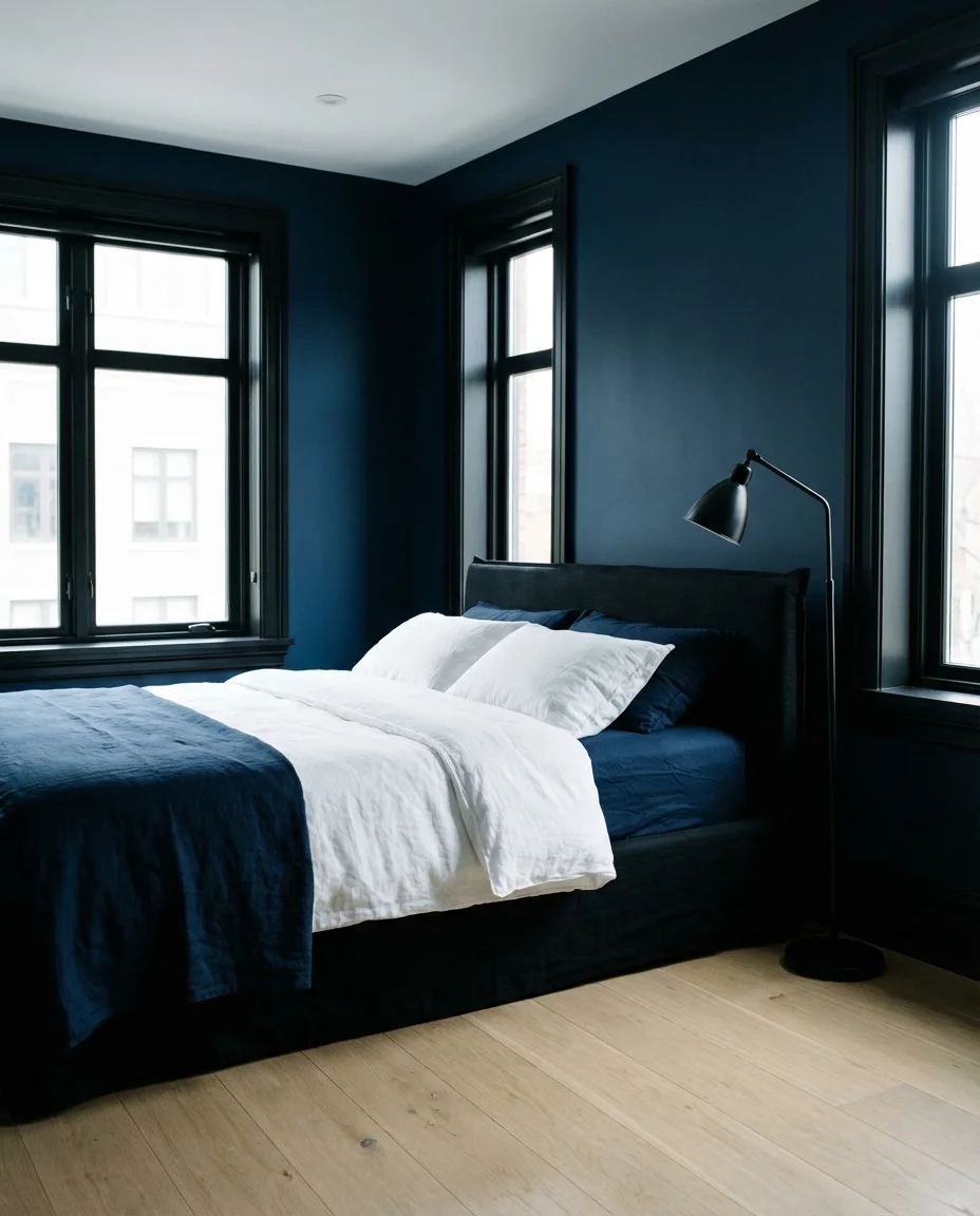 Black and Blue Bedroom with Oceanic Depth 1