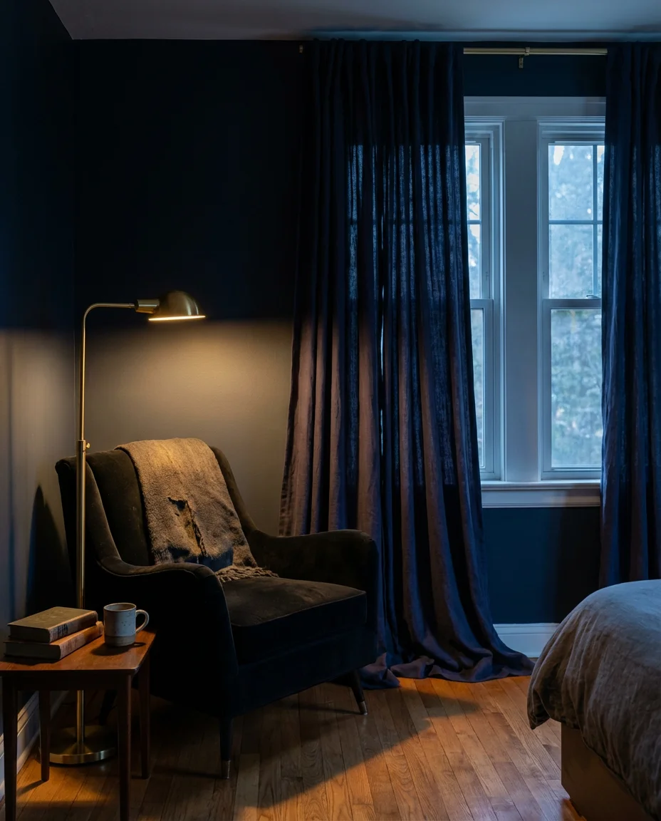 Black and Blue Bedroom with Oceanic Depth 2