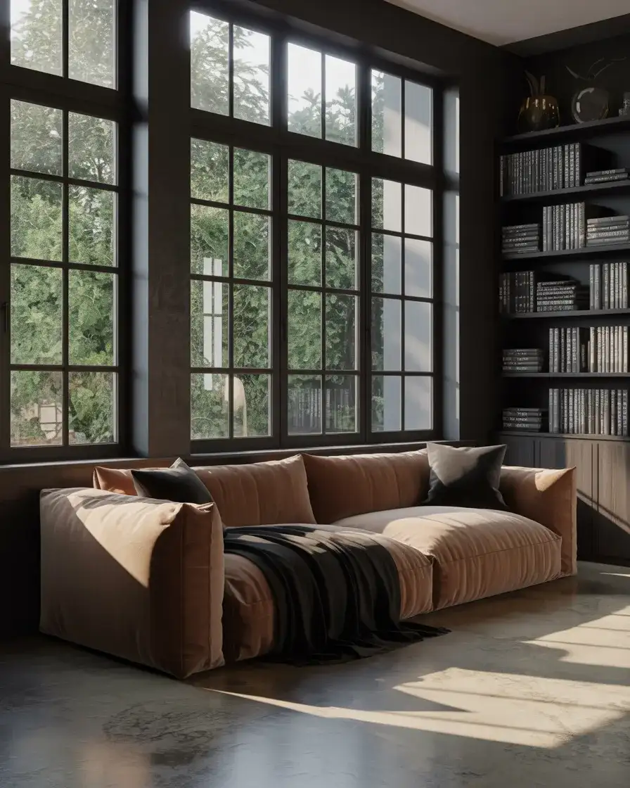 Black and Brown Bold Contrast Living Room 1