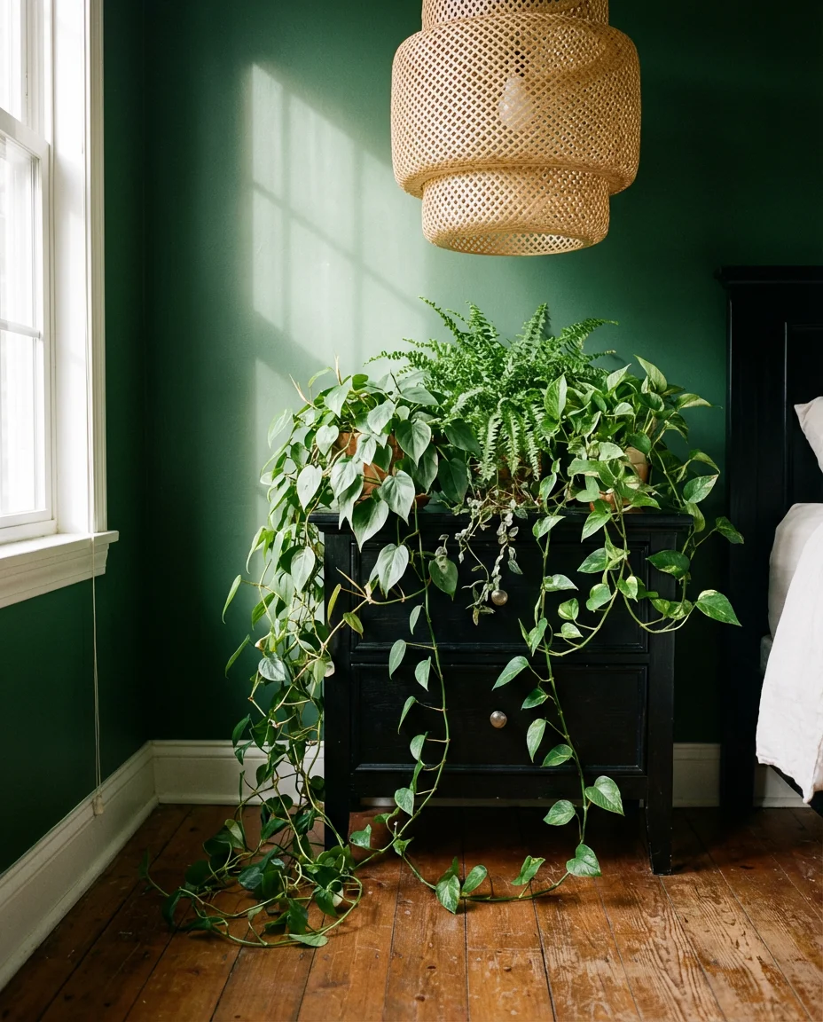 Black and Green Bedroom with Botanical Vibes 2