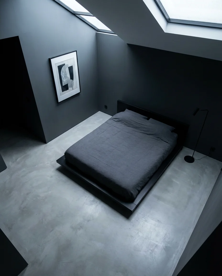 Black and Grey Bedroom with Minimalist Calm 2