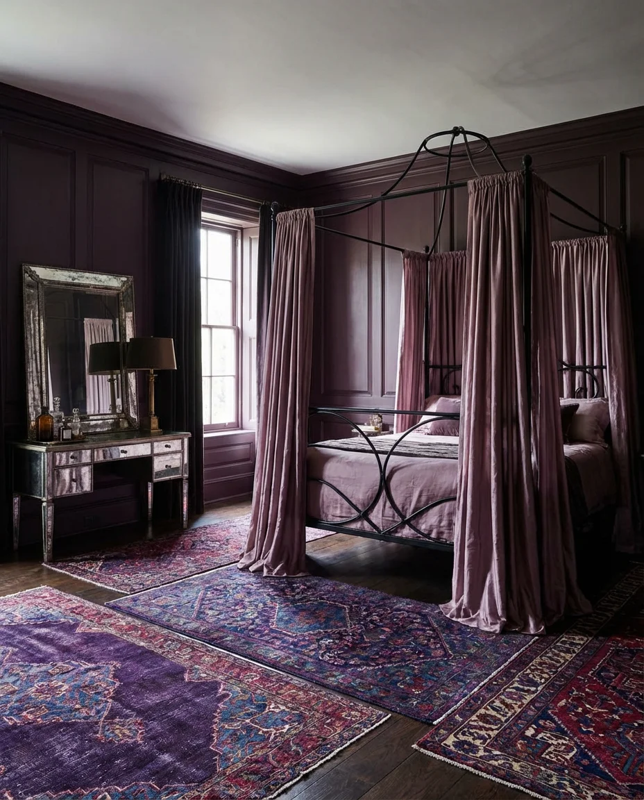 Black and Purple Bedroom with Moody Opulence 2
