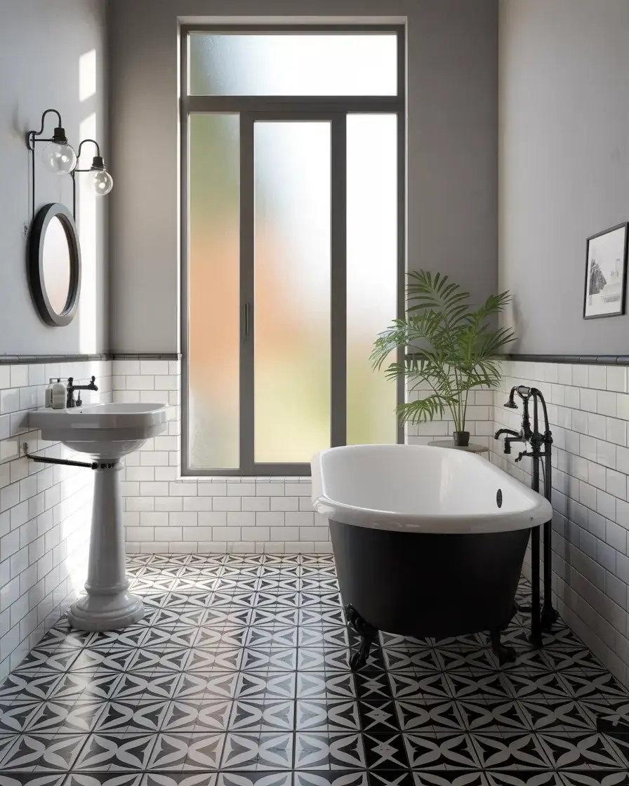 Black and White Graphic Tile Floors 1