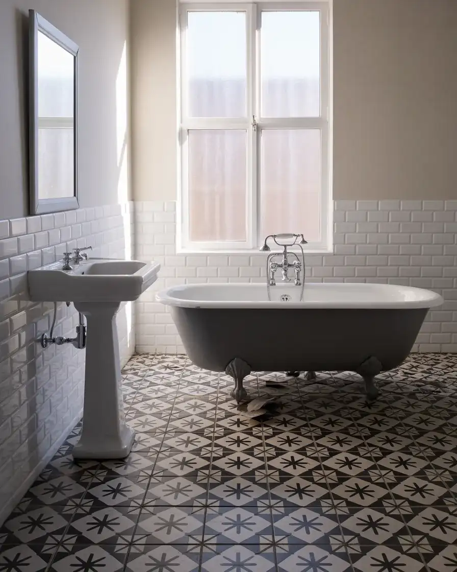 Black and White Graphic Tile Floors 2