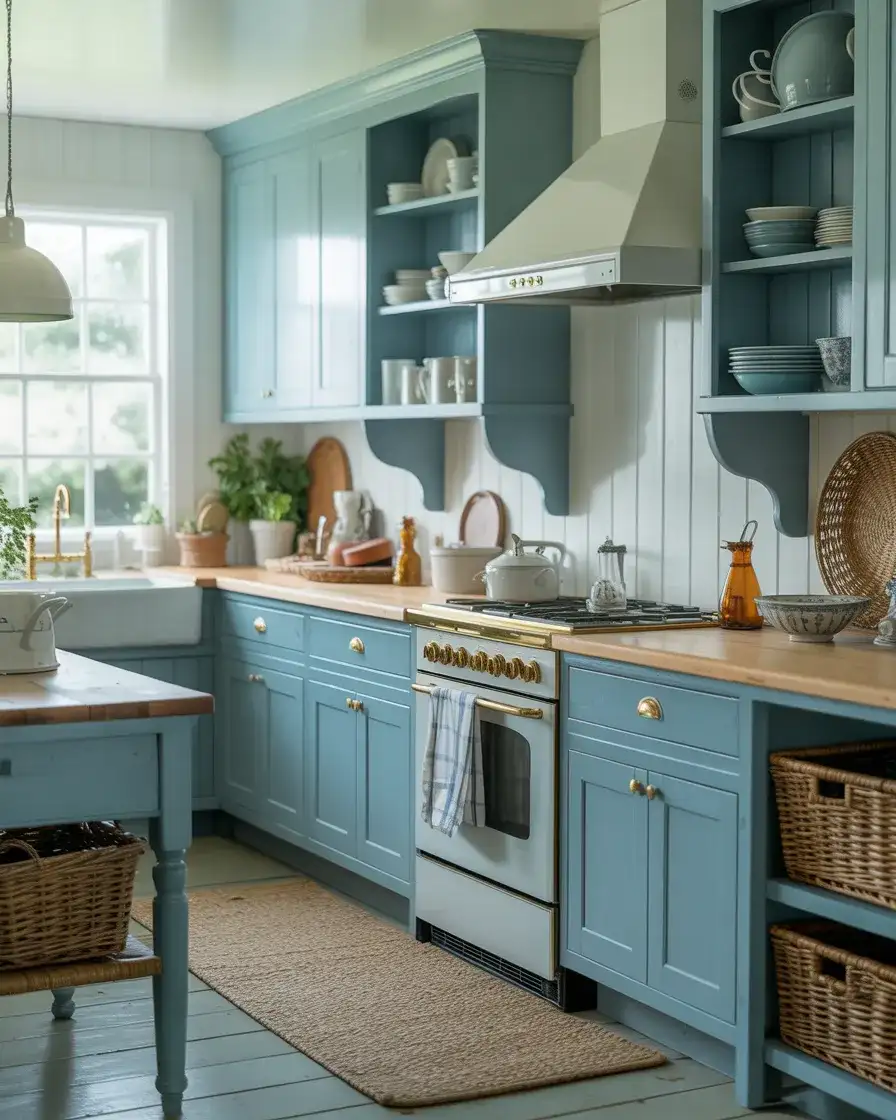 Blue Cottage Core Kitchen with Coastal Calm 1