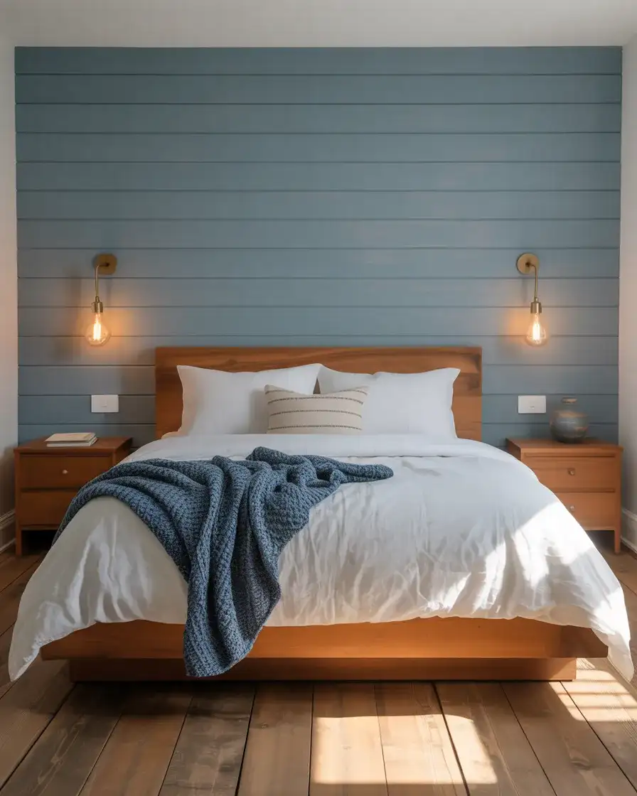 Blue Farmhouse Bedroom with Shiplap and Soft Textiles 1