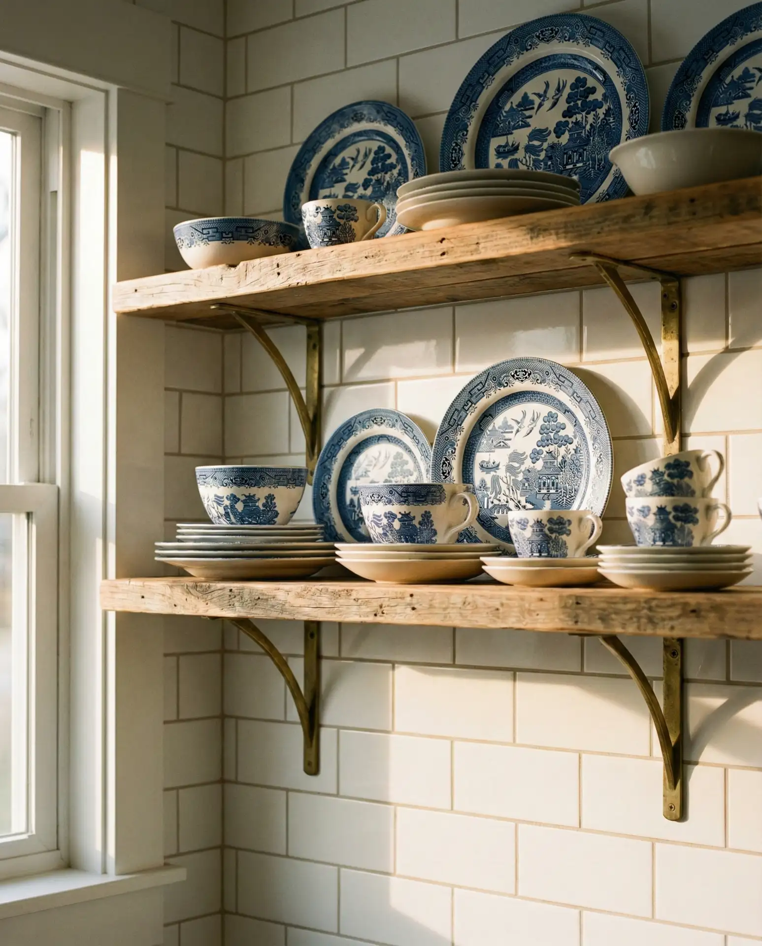 Blue Willow China Display Kitchen 1