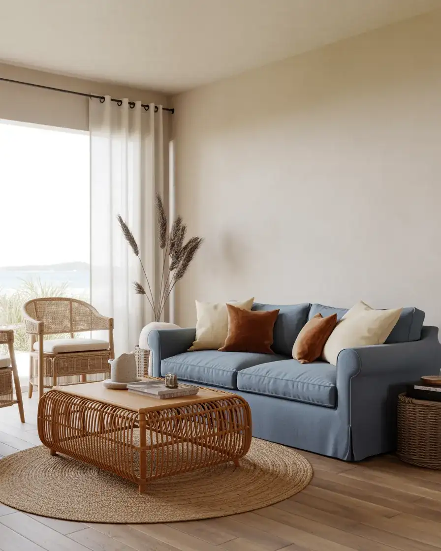 Blue and Brown Coastal Living Room 2