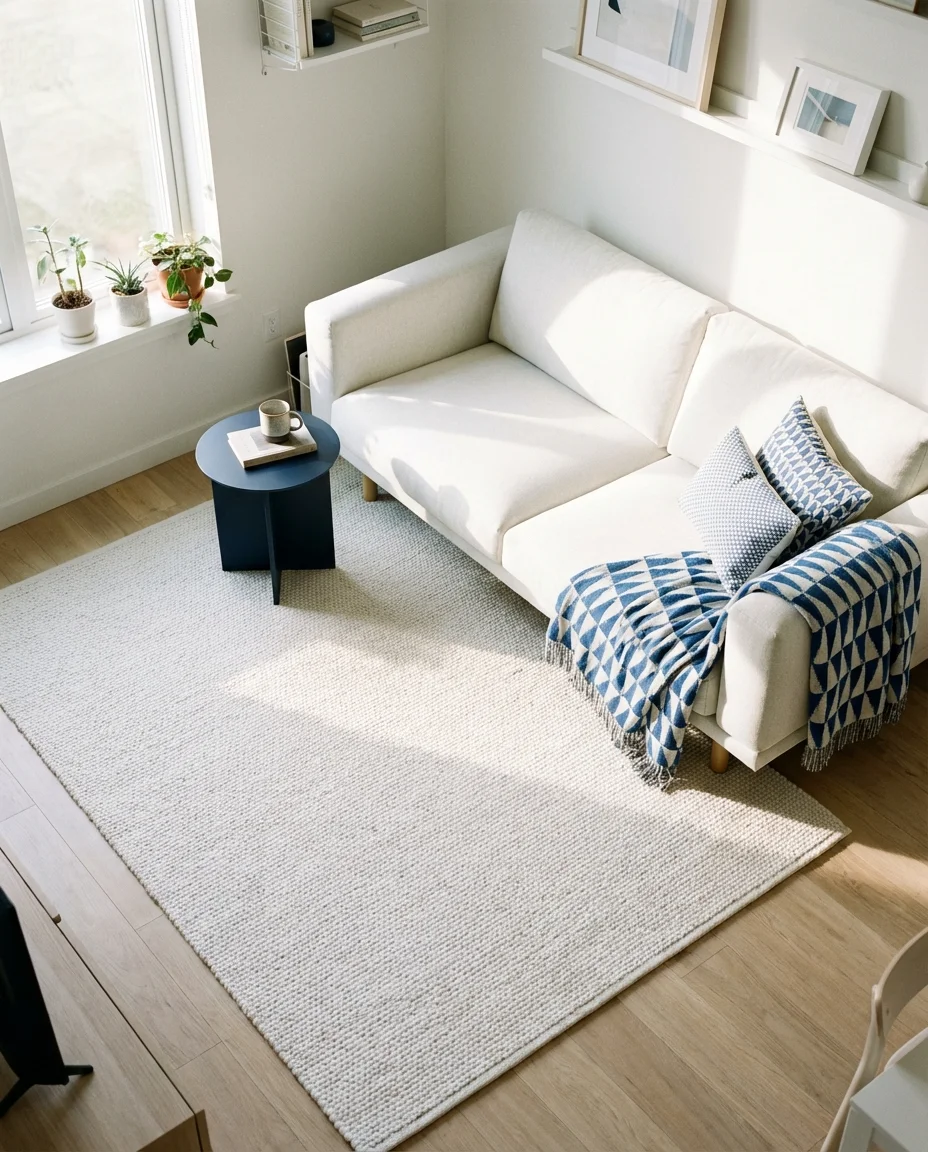 Blue and White Apartment Living Room 2