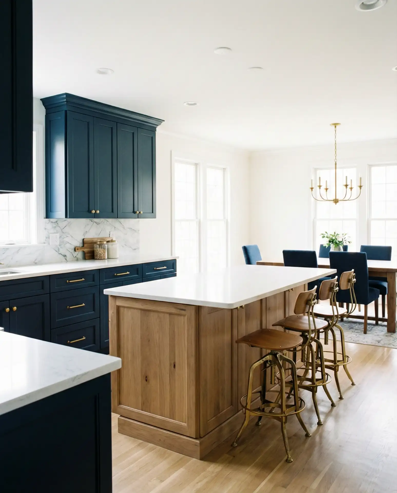 Bold Colored Cabinets with Neutral Island 2