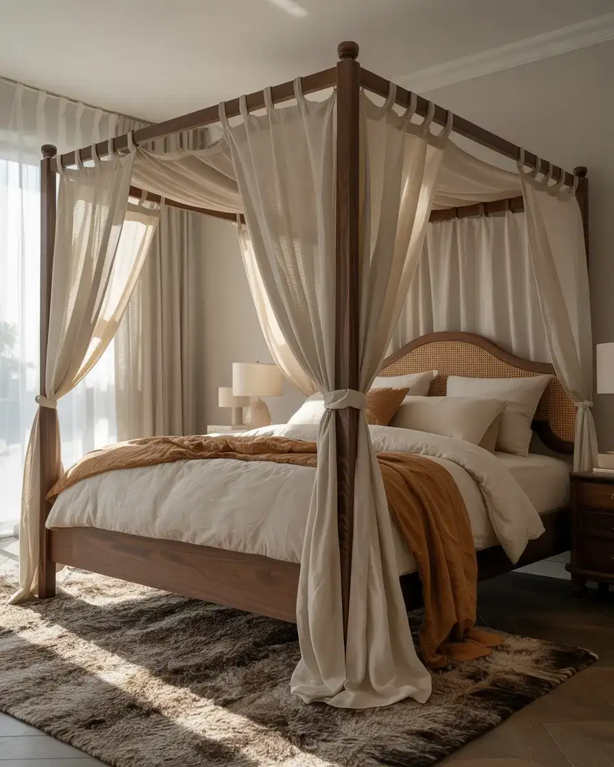 Brown and Cream Canopy Bedroom 1