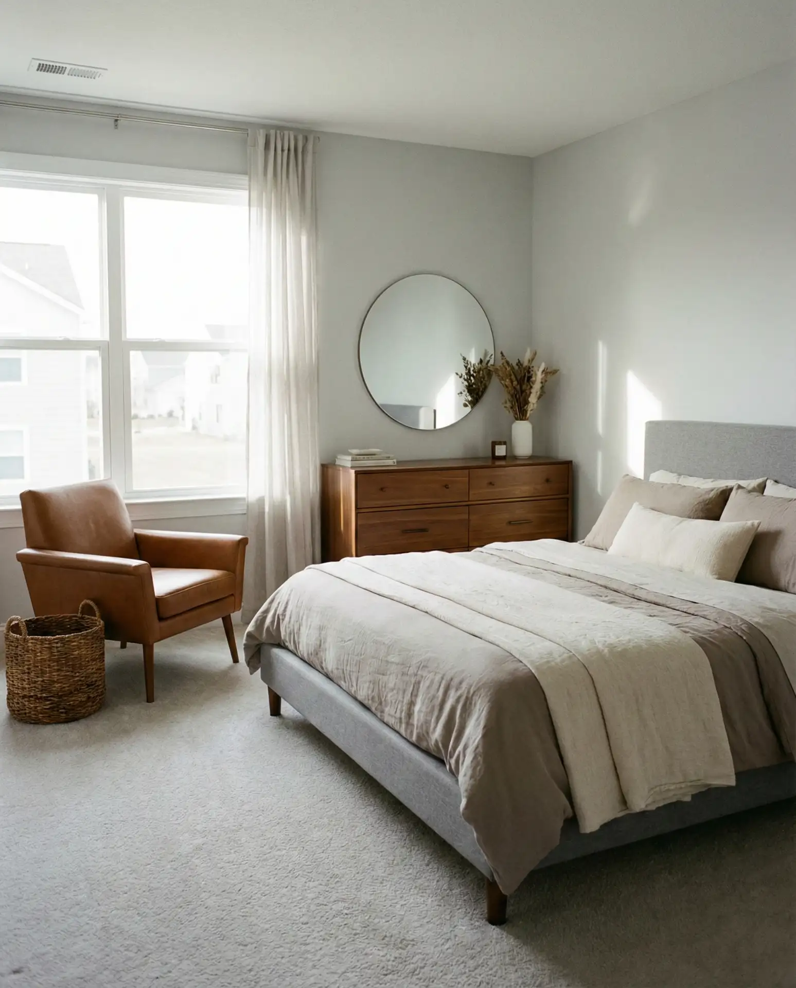 Brown and Gray Bedroom with Earthy Warmth 1